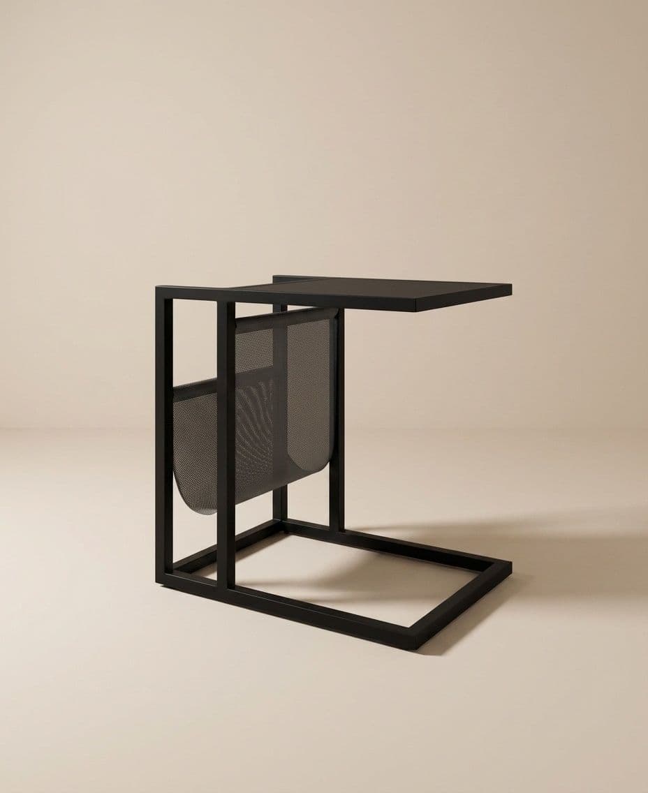 SIDE TABLE WITH MAGAZINE HOLDER